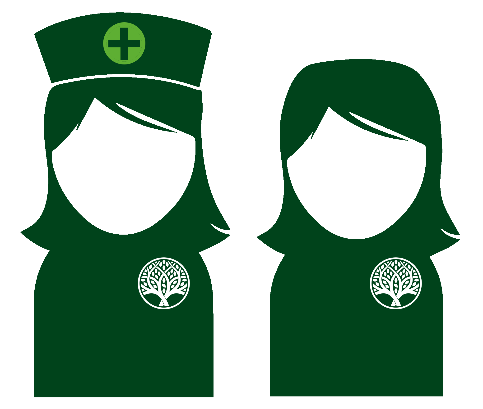 Graphic icons of nurse and coordinator